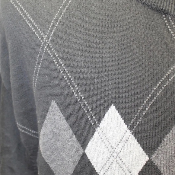 Pierre Cardin Men Sweater Black Argyle Zipper XL 109% Cotton Long Sleeve - Picture 12 of 16